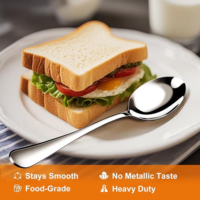 16 Pieces Heavy Duty Teaspoons Set,6.8" Tea Spoons Silverware,Food Grade Stainless Steel teaspoons,Small Spoons for Home, Kitchen, Restaurant,Mirror Polished and Dishwasher Safe