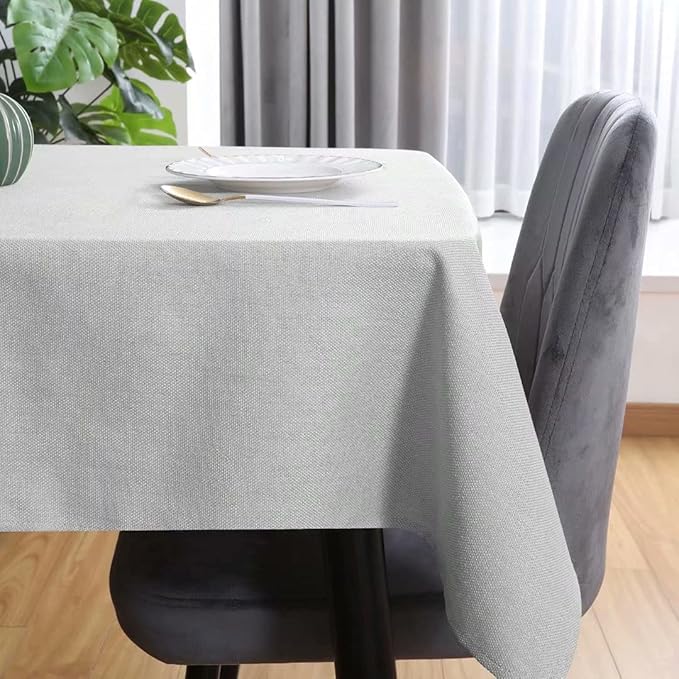 Table Cloth Rectangle Table Cover 55x71 Inches Faux Linen Wrinkle Free and Waterproof Beige Gray Rectangle Tablecloth for Kitchen Dining Party Buffet Wedding