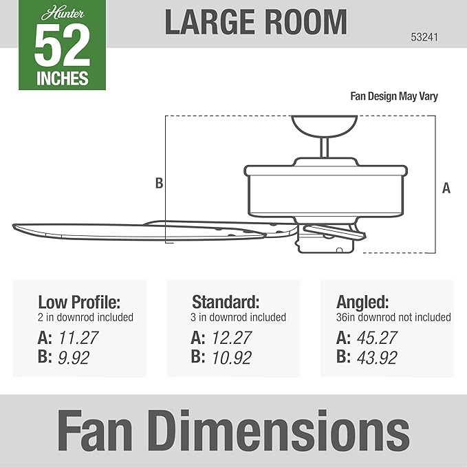 Hunter Fan Company 53241 Builder Elite Hunter Fan Indoor Ceiling Fan with Pull Chain Control, 52", Brushed Nickel Finish