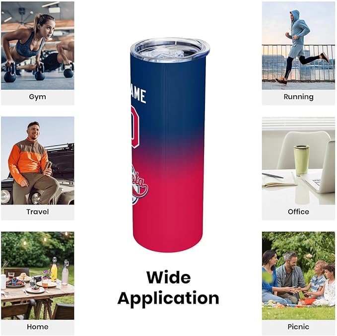 Custom Tumbler Stainless Steel Cup Personalized Baseball Vacuum Insulation Travel Mug Add Your Name Number Fans Gift for Baseball Fans