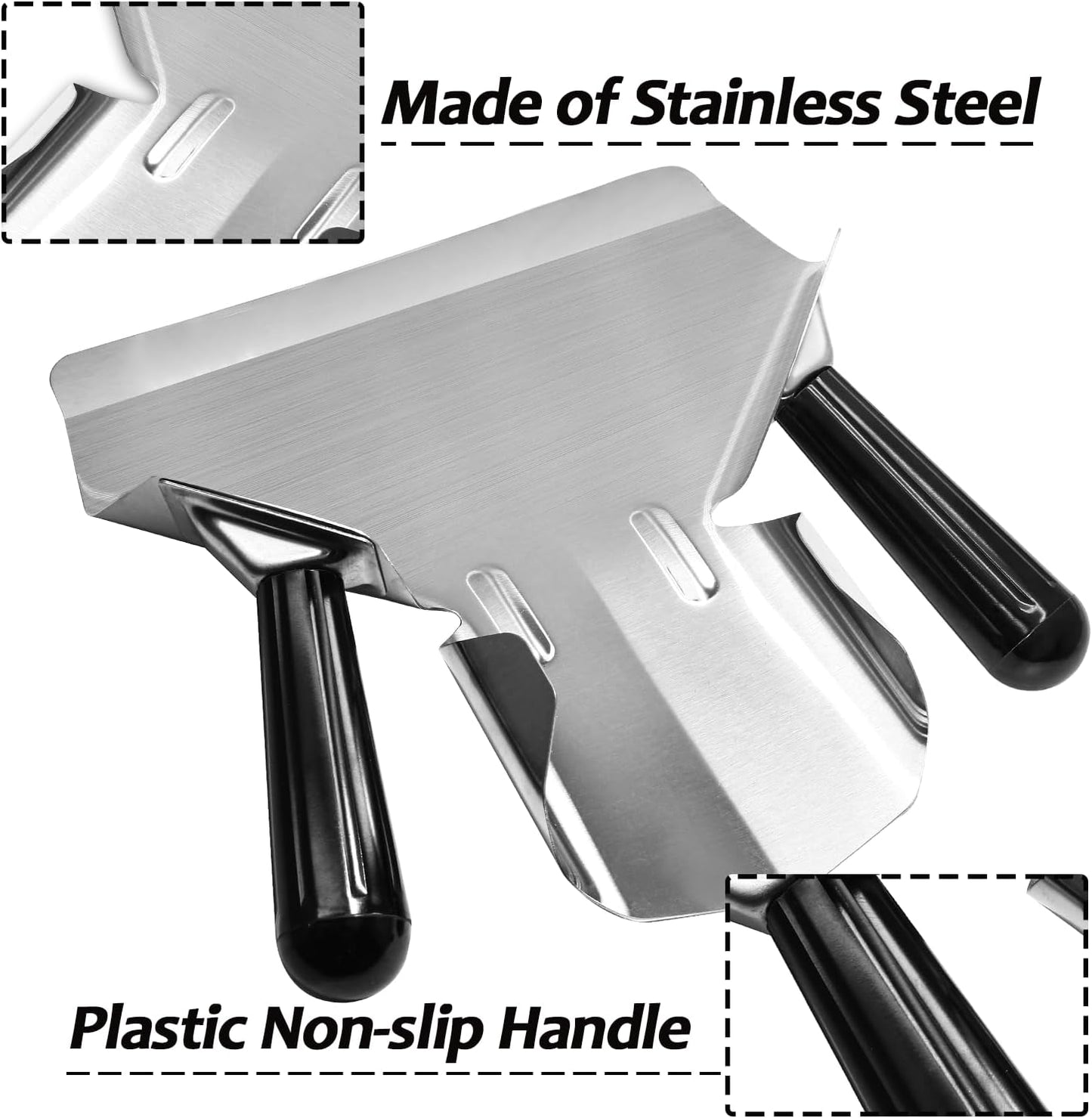 Stainless Steel French Fry Popcorn Scoop, Quick Fill Tool for Food Bags & Boxes, Multipurpose Utility Scooper for Bagger French Fries, Snacks, Desserts, Ice, Dry Goods(Dual Handle)