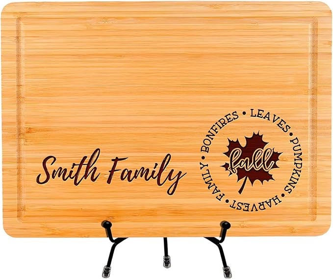 Personalized Cutting Board With Family Name, Custom Engraved Bamboo Charcuterie Board, Wedding Gifts For Couples, Christmas gift, Housewarming gift