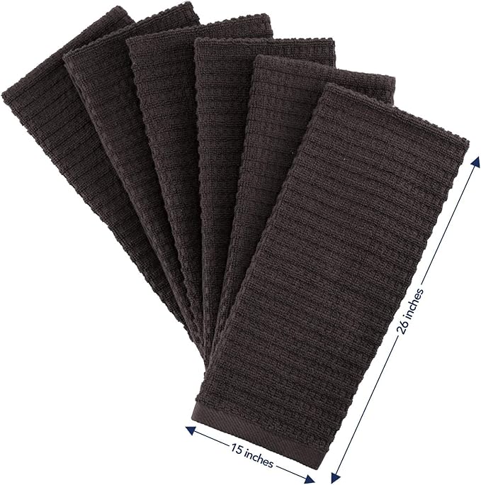 CRAFTSWORTH Kitchen Towels, 15 x 26 Inches, Pack of 6, 400 GSM, 100% Ring Spun Cotton, Solid Beige Dish Towels Super Soft and Absorbent, Tea Towels and Bar Towels