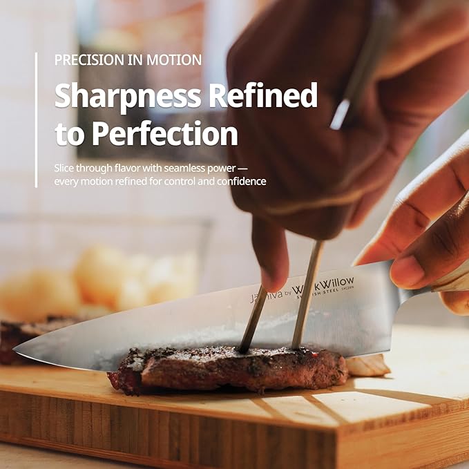 8 Inch Chef Knife – Razor Sharp Swedish Steel Kitchen Knife with Italian Olive Wood Handle – Premium Cutting Knife for Meat, Vegetables & Prep – Gift for Home Cooks & Chefs