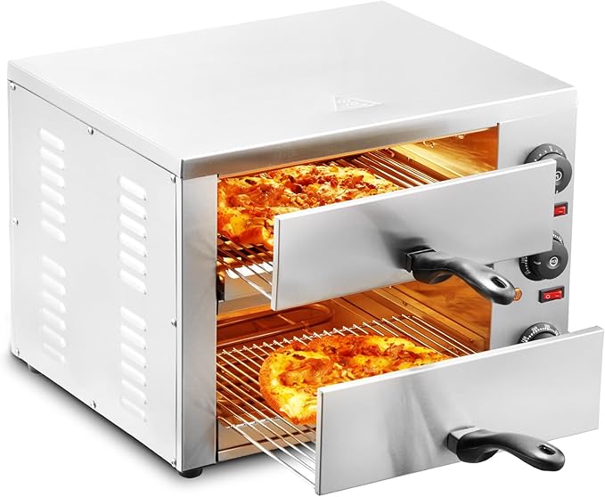 VEVOR Electric Pizza Oven for Countertops, 12-inch, 1700W, with Temp Control & 0-120 Min Timer, Even Baking Technology & Easy Clean Crumb Tray, Ideal for Both Commercial & Home Kitchens