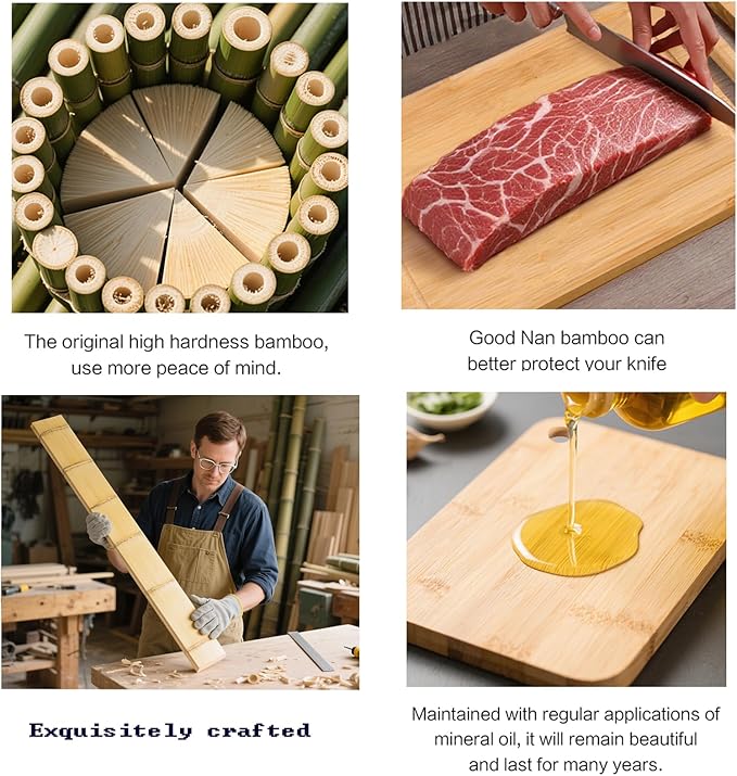 Bamboo Cutting Board Non-Toxic Durable Wooden Cutting Boards for Kitchen with single Sided Deep Juice Grooves Wide Handle Ideal Charcuterie Chopping Board for Meat Vegetables and Fruits【(S+M+L)】