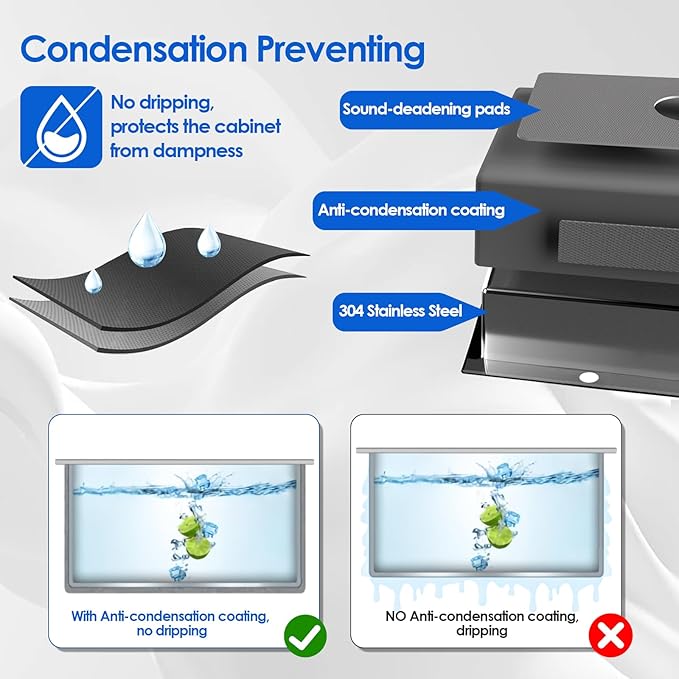 24x18x9 Inch Drop in Kitchen Sink, Handmade 304 Black Stainless Steel Single Bowl, Centre-Offset Drain, R10 Tight Corner, Topmount Kitchen Sink with Strainer & Bottom Grid