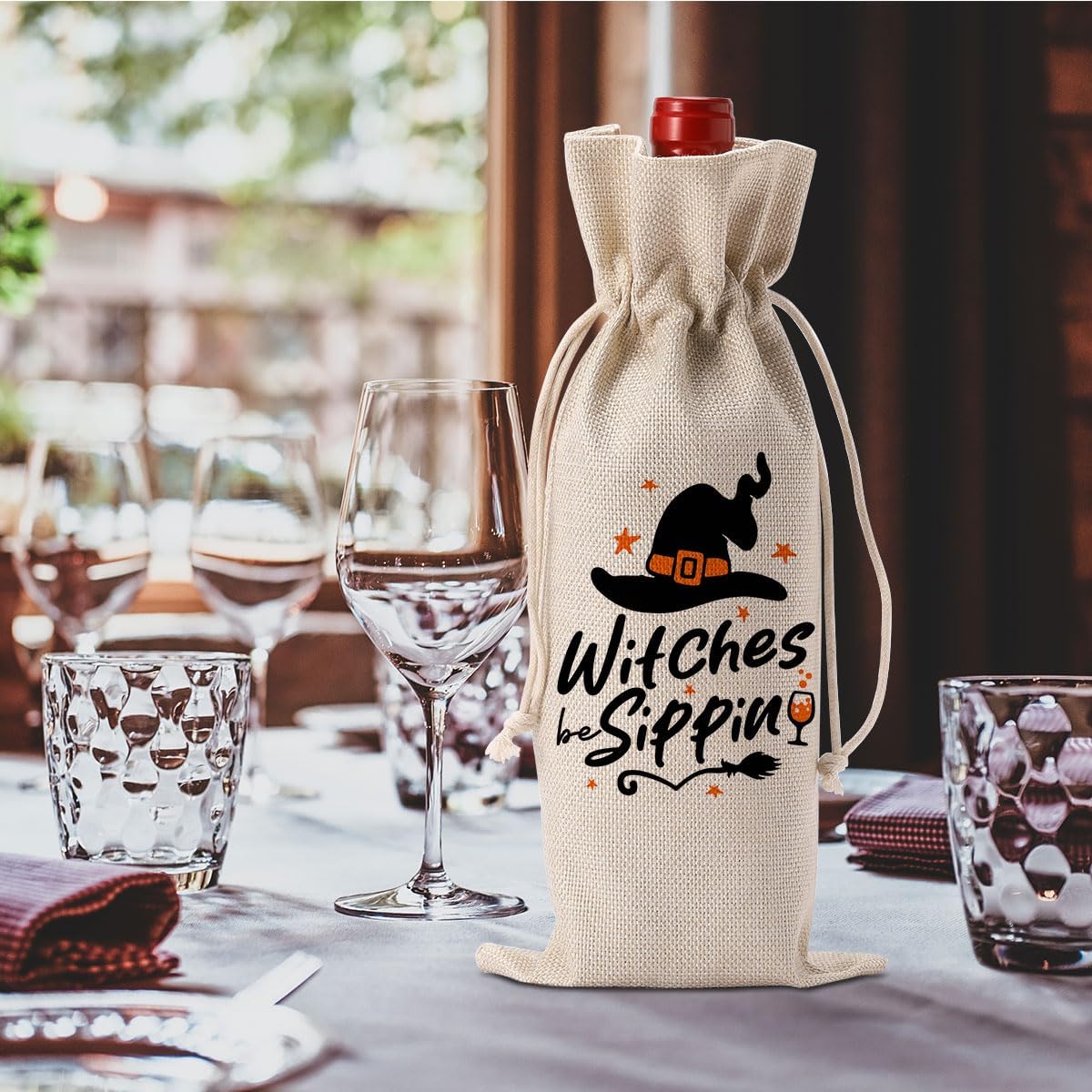 Funny Halloween Witch Decor Hocus Pocus Witchy Decor Witch Wine Bag Gifts Halloween Party Supplies Home Decorations Wine Accessories for Wine Lovers Women Men Friends