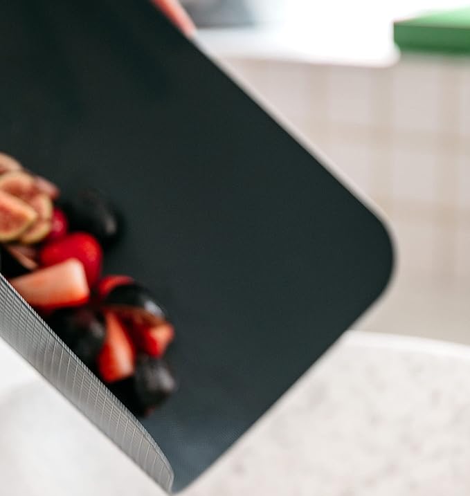 Dexas Heavy Duty Cutting Board Grippmat, Flexible Cutting Boards for Kitchen, Set of 4, Non Slip Plastic Board Cutting Mat 5.5 by 8 Inches Gray, Red, White and Green Set, Kitchen Gadgets