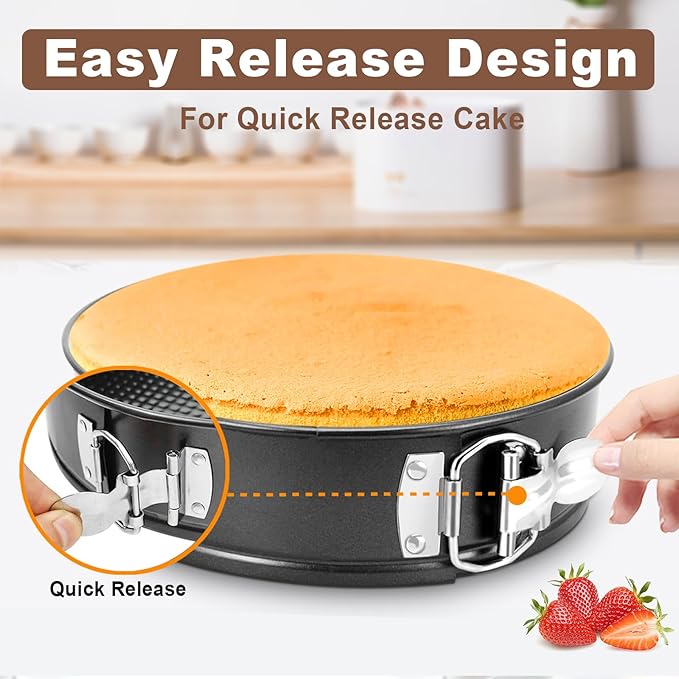 Springform Pan 9 Inch Nonstick, 9 Springform Cheesecake Pan with Silicone Protector, Leakproof Spring Form Pans for Cheesecake, 9 Inch Springform Cheese Cake Pans for Baking with 50 Parchment Paper