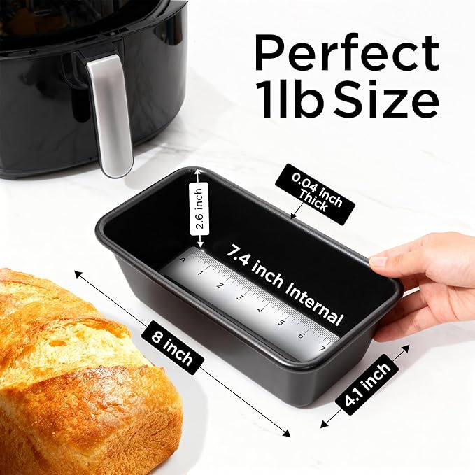 Wrenbury Pro 1lb Bread Loaf Pan 8x4 Set of 2 - Loaf Tins for Baking Non Stick - Toughened Heavy Gauge - Twin Pack - Banana Bread Loaf Pan