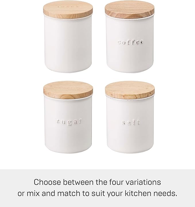 Yamazaki Home Tosca Ceramic Canister – Dry Food Kitchen Storage Container Organizer, White