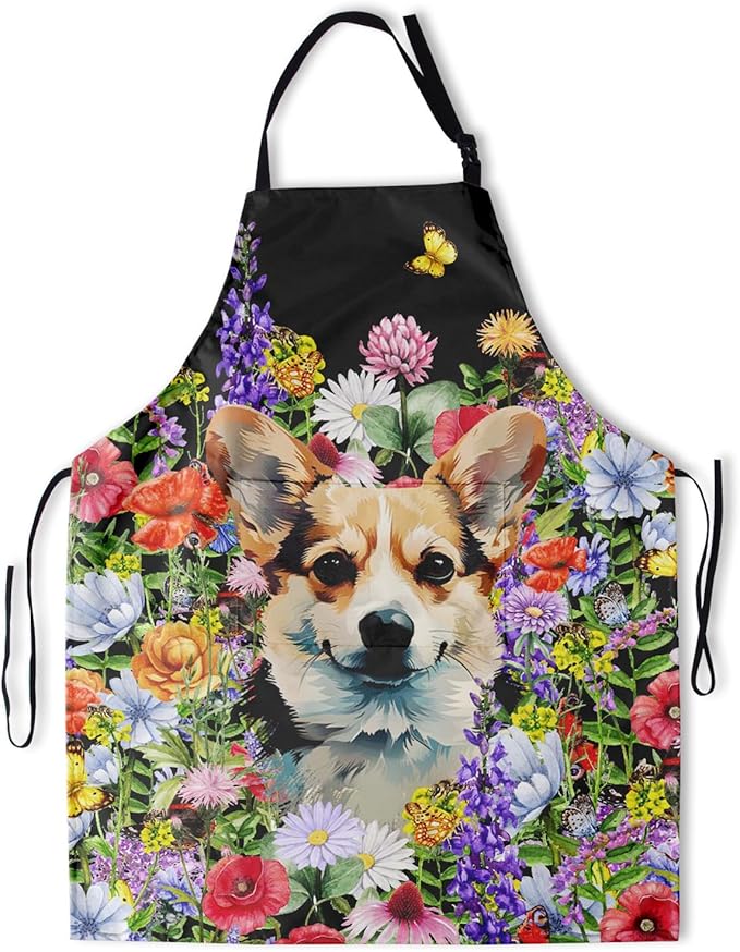 Funny Animal Apron with 2 Pockets Waterproof for Men Women Kitchen Garden Decor