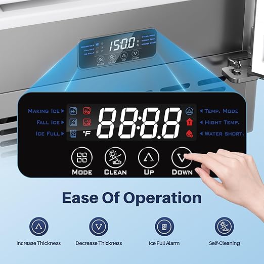 Coolake 15 Inch Wide Under Counter Ice Maker, 80lbs/Day Built-in Freestanding Ice Machine with 25lbs Storage Bin, Stainless Steel Self-Cleaning LCD Panel, Under Cabinet Ice Maker for Home Office