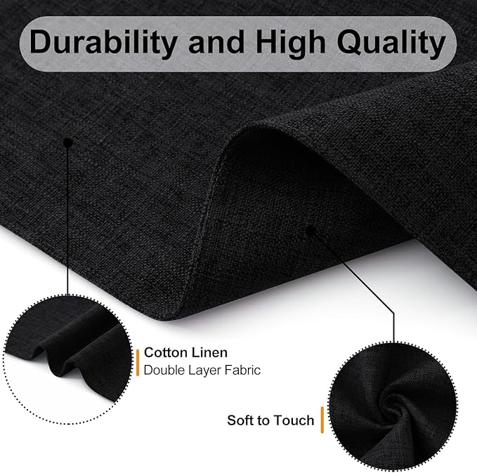 Homaxy Cloths Placemats for Dining Table Set of 4, Heat Resistant Washable Cotton Linen Blend Table Mats, Easy to Clean Place Mats for Indoor Outdoor Party Kitchen Decoration, 13" x 19", Black