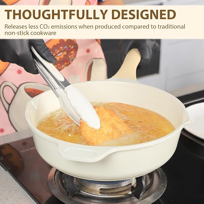 Romswi 23pcs Pots and Pans Set Non Stick, Kitchen Cookware Set with Casserole, Frying & Saucepans, Oven Safe & Stovetop Agnostic Non Toxic Cookware(Gas, Electric & Induction) - White