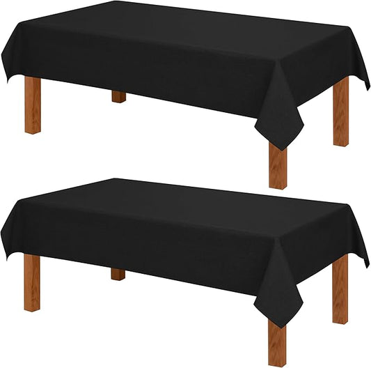 Hiasan 2 Pack Faux Linen Square Tablecloth - Wrinkle and Stain Resistant Washable Table Cloth for Kitchen Dining Room Holiday Table Cover for Party Dinner, Black, 70 x 70 Inch