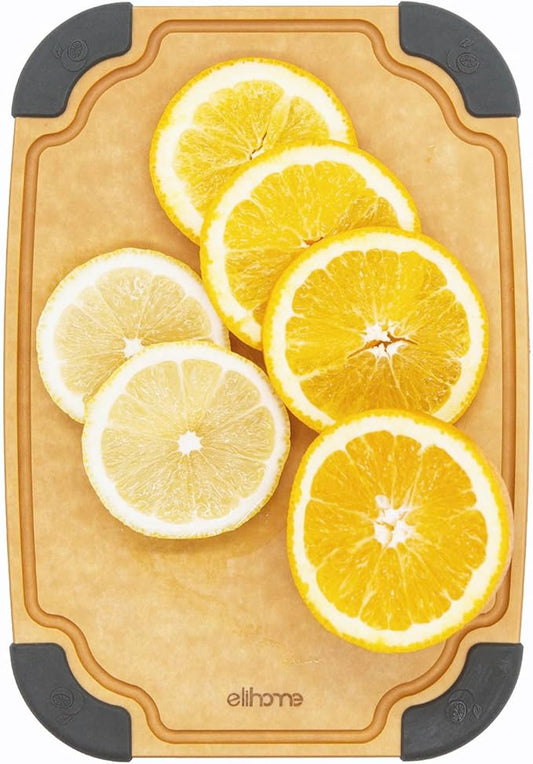 Elihome Essential Series Wood Fiber Cutting Board for Kitchen, Knife Friendly, Dishwasher Safe, Non-Slip Feet, Juice Groove, Reversible, Non-Porous, Eco Friendly, 10"x 7" SMALL