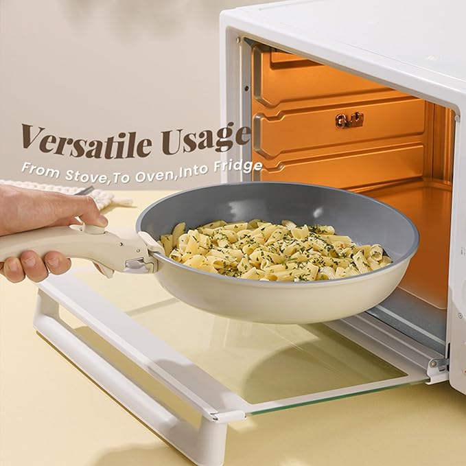 Pots and Pans Set, Nonstick Detachable Handle Cookware Set, Induction Kitchen Cookware Set with Removable Handle, Healthy Non Stick Cookware, Dishwasher ＆ Oven Safe, PFOA Free