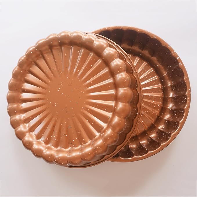 Charlotte Cake Pan 10 Inch, Flower Shaped Charlotte Mold Pan, Carboon Steel Round Cake Molds for Baking, Nonstick Special Bakeware - Gold