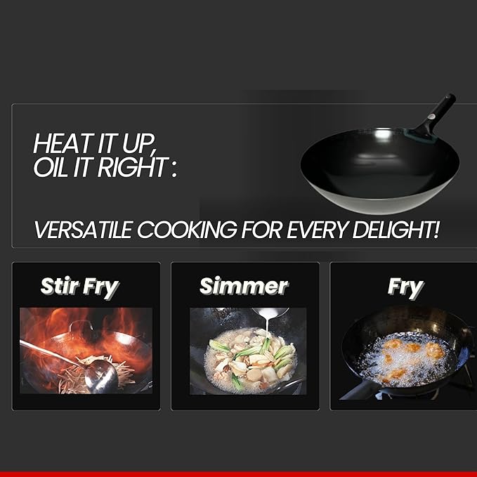 Kanda Iron Beijing Wok - Lightweight and Durable - Perfect for Authentic Japanese Cooking - 14.2 inch 36cm