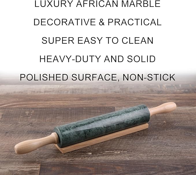 Koville Marble Rolling Pin, Non-Stick Stone Dough Roller, Rolling Pin for Baking,Pasta, Dumpling, Ravioli, Fondant,Pie Crust, Kitchen Baking Pastry Tools