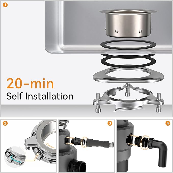 Garbage Disposal 3/4HP, Food Waste Disposal Continuous Feed, Garbage Disposal with Power Cord