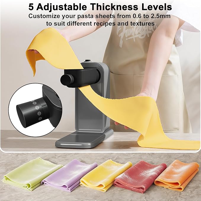 Electric Pasta Maker, 3-in-1 Pasta Maker Machine Includes Pasta Roller Spaghetti Cutter & Fettuccine Cutter with Cleaning Brush, Noodle Maker for Home Use, Gray