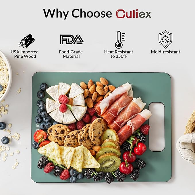 Wood Fiber Cutting Board 2-Pack, Composite Chopping Boards for Kitchen, Dishwasher Safe, Non-Toxic, High Density, Knife Friendly, BPA Free, Non-Slip Feet for Cutting Meat, Vegetables, Fruits