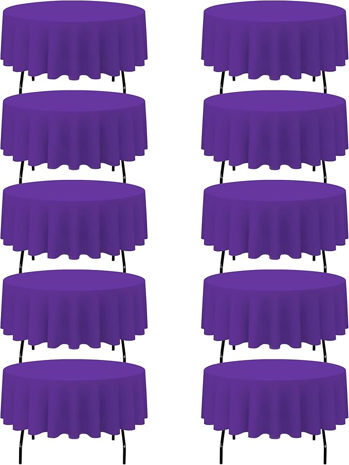 BRILLMAX 10 Pack Purple Round Tablecloths 90 Inch - Circle Bulk Linen Polyester Fabric Washable Table Cloth Cover for Wedding Reception Banquet Birthday Party Buffet Restaurant