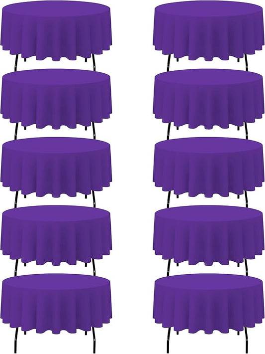 BRILLMAX 10 Pack Purple Round Tablecloths 90 Inch - Circle Bulk Linen Polyester Fabric Washable Table Cloth Cover for Wedding Reception Banquet Birthday Party Buffet Restaurant