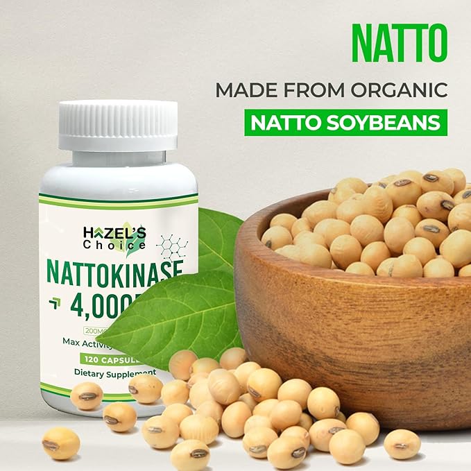 HAZEL'S Choice Nattokinase 4,000 FU – 120 Capsules – 200MG Per Capsule – Maximum Activity FU Enzyme – Dietary Supplement – Non-GMO & Gluten-Free