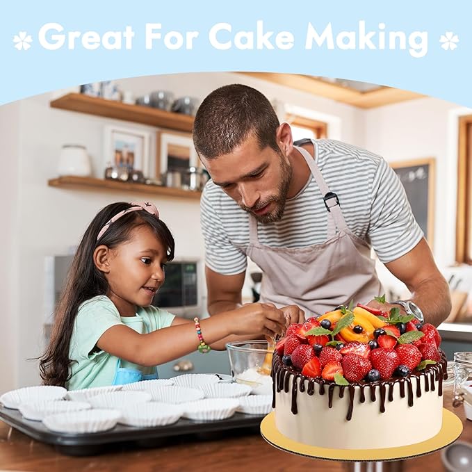 JCD Stunning Gold Color Cakeboard,40 Packs Cakes Boards 8 inch Round,Food-Graded Corrugated Cardboard,Waterproof and Oil-Proof Cake Plate for Cake DIY (Gold, 8inch/40Pcs)