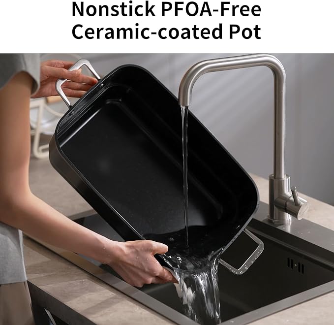 Slow Cooker 10-Quart - PFOA-Free Ceramic Coating, Oven Safe to 450°F | Keep Warm Function for Large Family Gatherings (Includes Silicone Spoon)