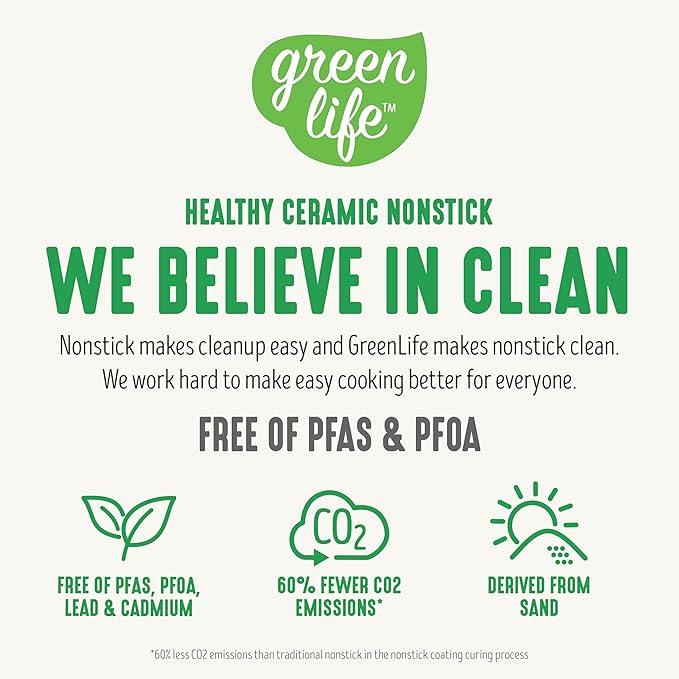 GreenLife 10 Piece Nonstick Pots & Pans Set, Detachable Handle & Stackable Cookware Set, Non Toxic PFAS-Free Skillets, Induction Kitchen Pans, Space Saving, Serving Bowls, Oven Safe, Speckled Cream