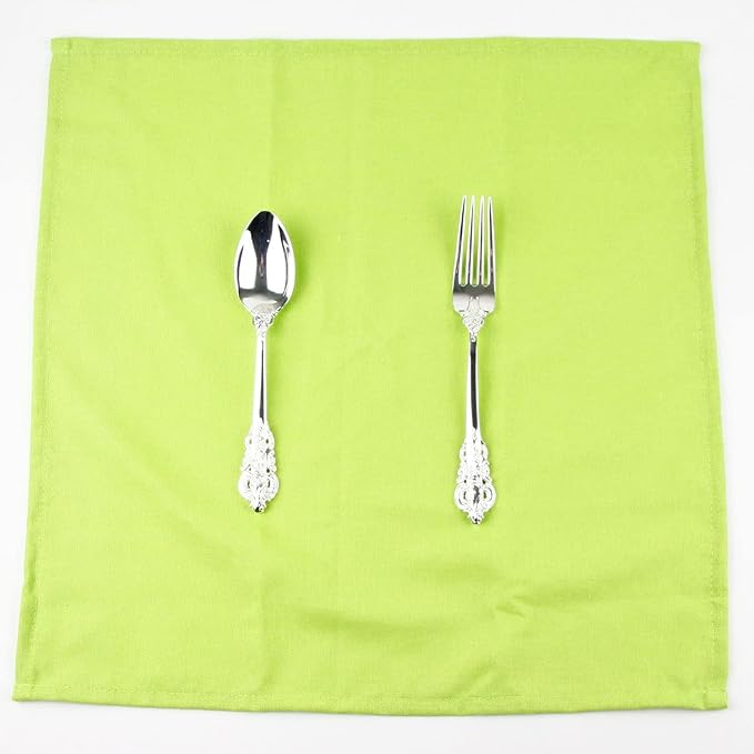 Solid Color Blended Thin Dinner Cloth Napkins - Set of 12 (40 x 40 cm) - for Events & Home Use (Green)