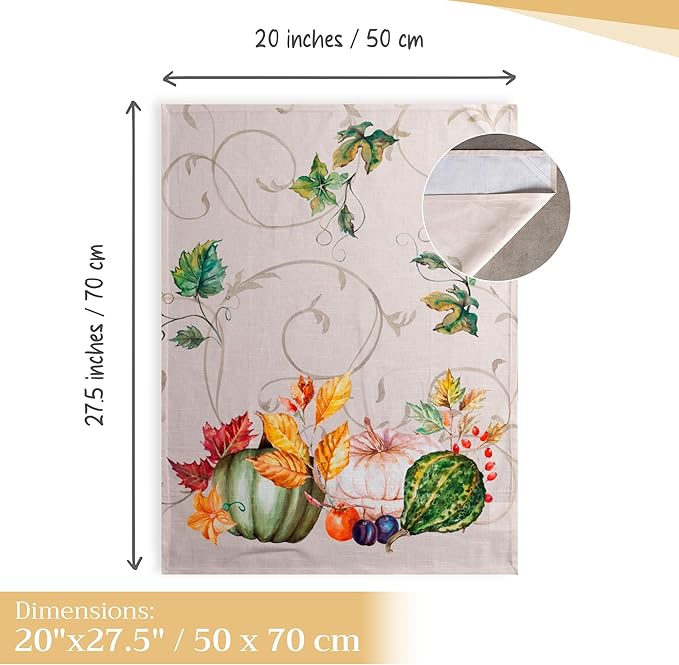 Maison d' Hermine Kitchen Towels Set of 3 100% Cotton 20" x 27.5" Reusable Cloth Tea Dish Towels Absorbent with Hanging Loop for Kitchen Dining Thanksgiving Christmas Decorations (Lumina)