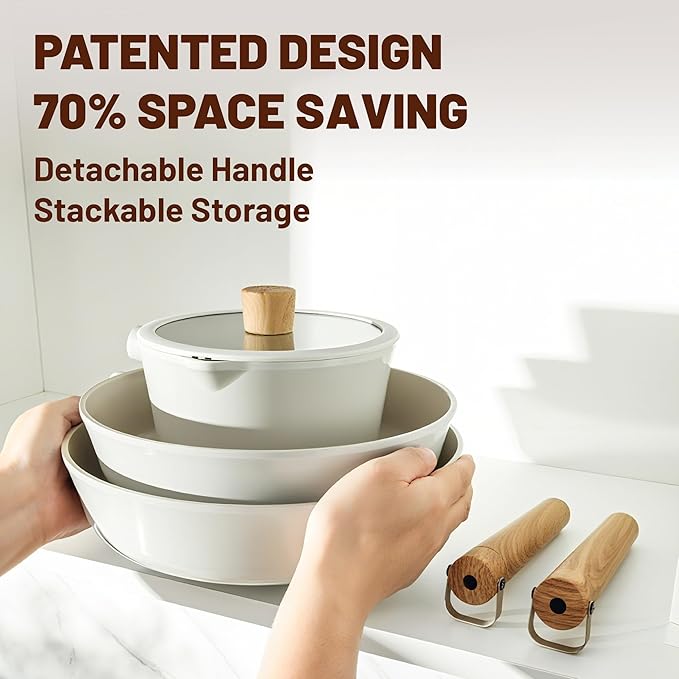 SENSARTE Ceramic Nonstick Cookware Set, Non-toxic Healthy Pots and Pans Set Ceramic Coated Kitchen Cooking Set, Free of Intentionally Added PFAS/PTFE, Dishwasher&Oven Safe Induction Compatible, 13pcs