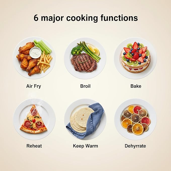 7.4QT Air Fryer with Glass Bowl, Visible Window Lid, Digital Control, 360° Rapid Air Circulation, for Healthy Oil-Free Cooking & Baking, Dishwasher Safe, Nonstick, Easy Clean (Black)