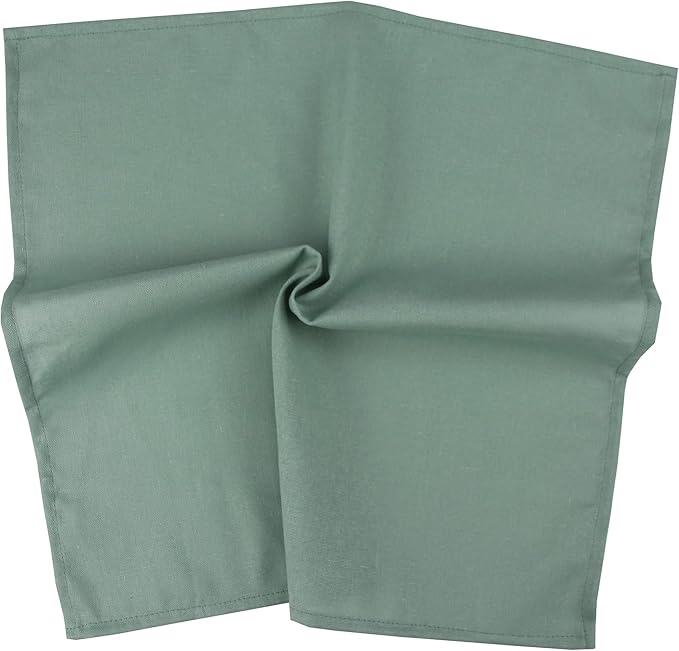 Solid Color Linen Blended Thin Dinner Cloth Napkins - Set of 12 (40 x 40 cm) - for Events & Home Use (Sage Green)