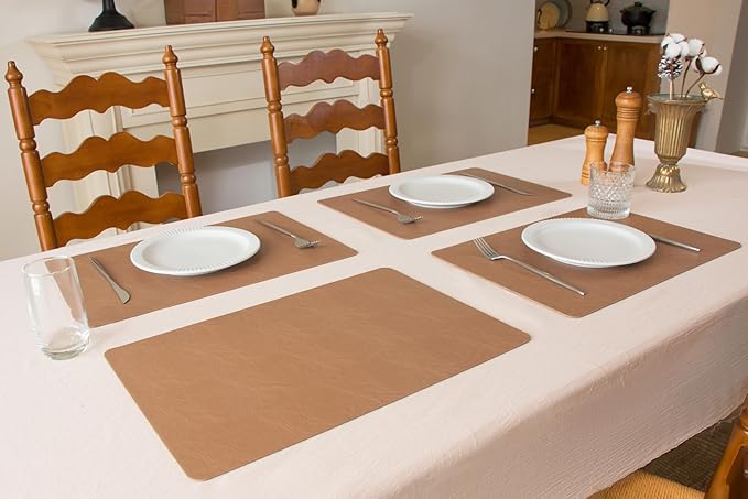 Faux Leather Placemats, PU Table Mats, Waterproof, Stain Resistant, Heat Resistant, Non-Slip Easy to Clean for Kitchen Dining Table,Conference Table