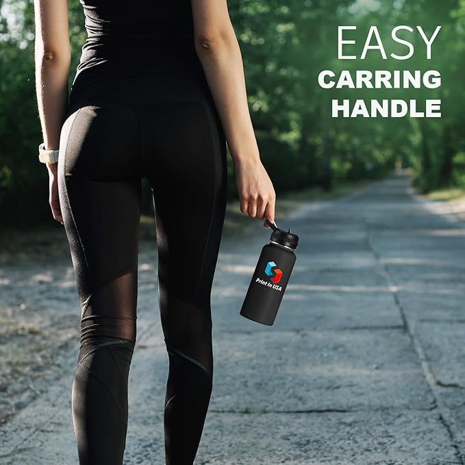 Personalized Custom Print in USA Water Bottle 75Pcs 32oz Stainless Steel Double Wall Coffee Cup with Lid & Straw Insulated Tumbler with Colorful Text Logo Photo