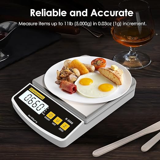 11lb/1g Digital Food Kitchen Scale, Multi-Functional Grams Ounces for Cooking Baking Diet Meal Prep Weight Loss, 4 Units, Stainless Steel Zero Tare Function