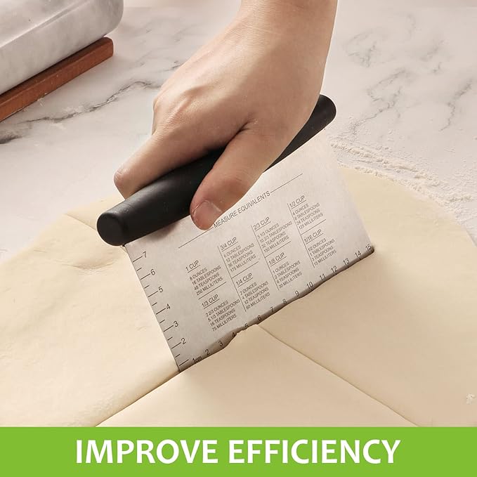 HULISEN Stainless Steel Biscuit Cutter Set, Silicone Mat, Pastry Scraper and Dough Blender, Sturdy & Long-Lasting with Ergonomic Rubber Grip, Professional Baking Dough Tools, Gift Package (4 Pcs/Set)