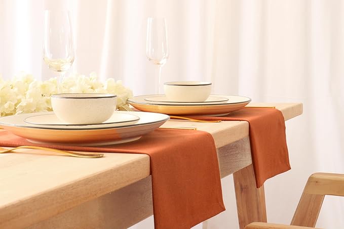 PurpleEssences Rust Set of 12 Cloth Dinner Napkins 100% Cotton 18x18 Inch - Soft Durable Washable - Ideal for Farmhouse Party Fall Thanksgiving - Perfect Everyday Use Table Linen - Rust