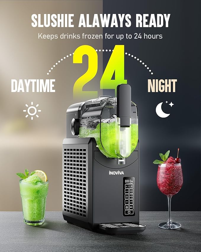 Slushie Machine, 88 oz INOVIVA Slushy Machine for Home with Self-Cleaning Function, No Ice Needed, Professional Frozen Drink Maker, 5 Preset Programs, Frozen Margaritas, Frappés, Milkshake, and More