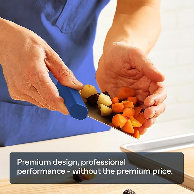 Misen Stainless Steel Bench Scraper - Versatile Food Scraper with Walnut Handle - Ideal for Kitchen, Pastry & Dough - Durable Cutting Board Scraper Tool for Effortless Transfer into Pots & Pans - Blue