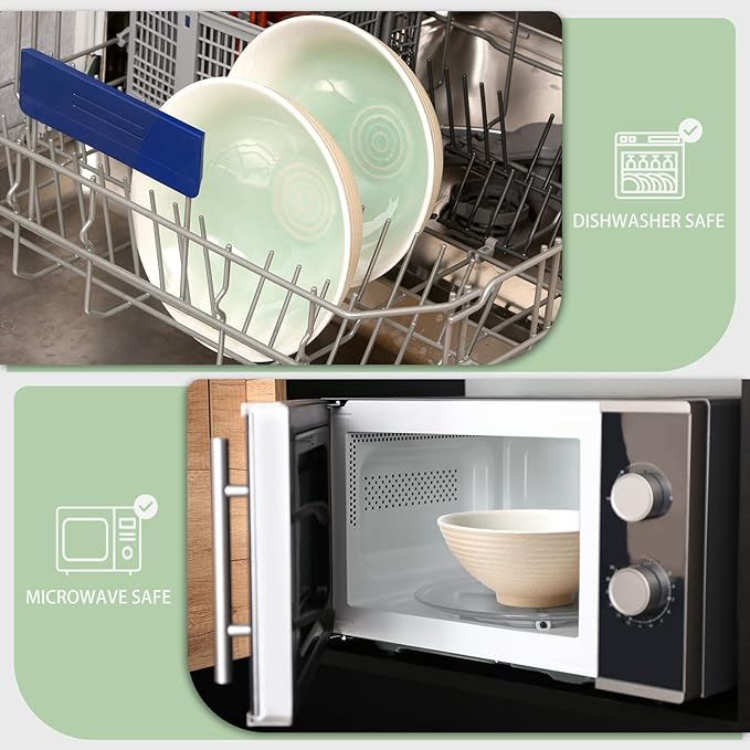 NUTRIUPS 8 Inch Ceramic Ramen Bowl Set of 2 Pho Bowls 40oz Japanese Noodle Udon Soup Bowls with Spoons and Chopsticks (Teal)