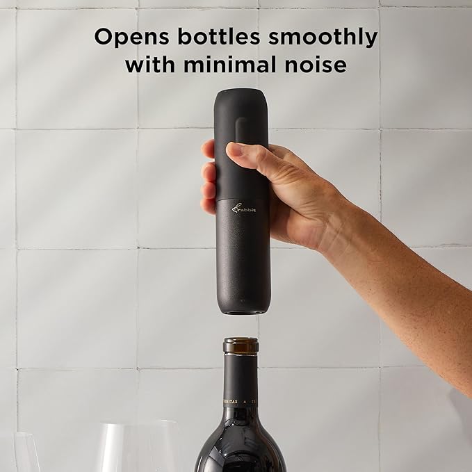 Rabbit Compact Electric Corkscrew Wine Bottle Opener, Black, 10.75 Inch