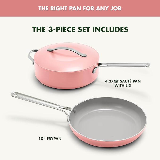 GreenPan Nova 10” Frying Pan Skillet and 4.37QT Sauté Pan with Lid, Oprah’s Favorite Things 2024, PFAS-Free Ceramic Nonstick, Induction Suitable, Sear, Fry, Broil, Dishwasher & Oven Safe, Coral
